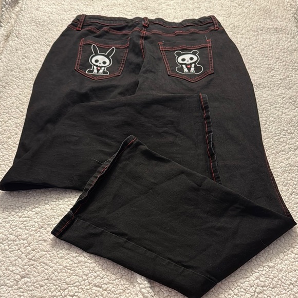 Skelanimals Black Flare Wide Leg Jeans - Picture 5 of 5
